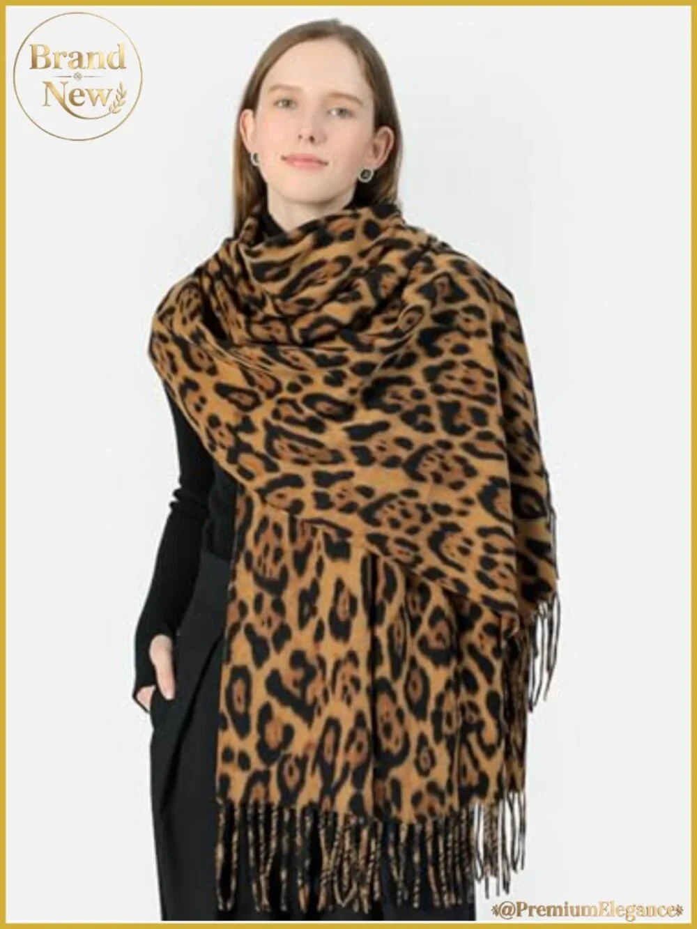 Oversized Leopard Print Winter Scarf Soft Warm Blanket Wrap